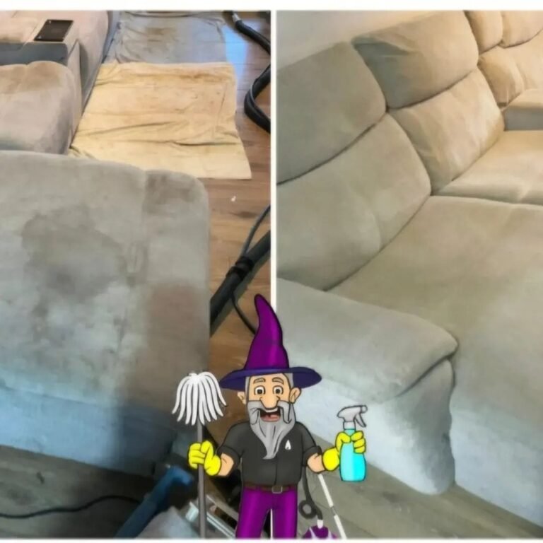 Sofa cleaning before and after by Merlin's Carpet Cleaning